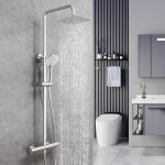 Aica colonne de douche thermostatique avec pomme de douche 20x20 cm douchette 3 jetshauteur rglable ...