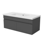 Aica meuble de salle de bain 100cm � double porte suspendu anthracite - sans vasque