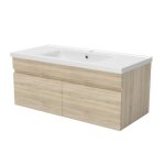 Aica meuble de salle de bain 100cm � double porte suspendu ch�ne - sans vasque