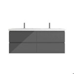 Aica meuble salle de bain 120 cm anthracite brillant avec double vasque 4 tiroirs � fermeture automatique ...