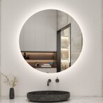Aica miroir led rond sans cadre de 70cm dimmable + m�moire ip44 horizontal / vertical 6000k blanc froid ...