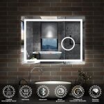 Aica miroir de salle de bain bluetooth 100x60 cm led tricolore + loupe + m�moire + dimmable + anti - ...