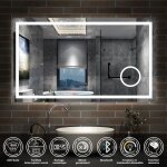 Aica miroir de salle de bain led 160x80cm tricolore anti - buée + loupe + bluetooth + horloge + mémoire ... Aica miroir de salle de bain led 160x80cm tricolore anti - buée + loupe + bluetooth + horloge + mémoire ...
