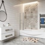 Aica pare - baignoire 100cm pivotant 180 cran de douche avec les tagres en verre clair tremp hauteur ...