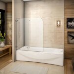 Aica pare - baignoire 110cm  2 volets pliants hauteur de 140cm cran de douche pivotant en verre clair ...