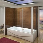 Aica pare baignoire 120x140cm avec une paroi lat�rale 80x140cm �cran de baignoire 2 volets pivotants ...