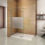 Aica paroi de douche à litalienne 110x200cm en 8mm verre trempé et sablé au centre avec une barre fixée ... Aica paroi de douche à litalienne 110x200cm en 8mm verre trempé et sablé au centre avec une barre fixée ...
