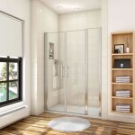 Aica porte de douche battante 140x187cm porte battante avec 1 �l�ment fixe en 6mm verre anticalcaire