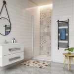 Aica porte de douche pivotante 80 x 185 cm - profil� blanc verre tremp� 5 mm installation en niche