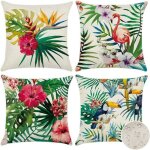 Aiducho ext�rieur housse de coussin lot de 4 imperm�able plantes et fleurs tropicales et oiseaux motif ...