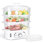 Aigostar cuiseur vapeur electrique 12l cuiseur vapeur avec 3 r�cipients empilables support pour cuire ...