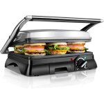 Aigostar presse  panini 2000w : grille - sandwich avec plaque antiadhsive extra - large