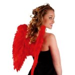 Ailes dange boland - rouge - plumes synthtiques - 50x50cm