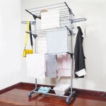 Aimei tendoir  linge tour  roulettes avec support  chaussure schoir  linge pliable en inox multifonctio ...