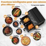 Air fryer double cuves 8l 2200w friteuse air chaud fen�tre transparente 10 modes automatiques sans huile ...
