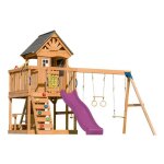 Aire de jeux - axi - jack - bois de c�dre fsc - toboggan 220 cm - 2 balan�oires - bac � sable