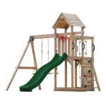 Aire de jeux - axi - moos - 2 balan�oires - �chelle en corde - toboggan vert