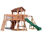 Aire de jeux en bois - backyard discovery - sterling point - parois rocheuses toboggan balançoires Aire de jeux en bois - backyard discovery - sterling point - parois rocheuses toboggan balançoires