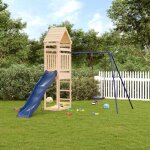 Aire de jeux dext�rieur en bois - vidaxl - bois de pin massif - 245x335x264 cm - tour de jeu - toboggan ...