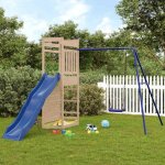 Aire de jeux dext�rieur en bois - vidaxl - bois de pin massif - 246x335x207 cm - toboggan ondul� - balan�oire ...
