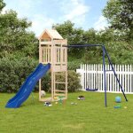 Aire de jeux dext�rieur en bois - vidaxl - bois de pin massif - 249x335x238 cm - toboggan ondul� - balan�oire ...