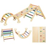 Aire de jeux pour enfants - 5 - en - 1 - rampe - pont - �chelle triangulaire - multicolore - bois - 178x64. ...