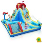 Aire de jeux gonflable - lalaho - ch�teau gonflable avec 450w souffleur pour enfant toboggans panier ...
