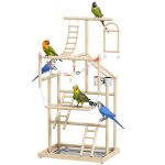 Aire de jeux pour oiseaux - pawhut - avec �chelles jouet � cha�ne plateau mangeoire balan�oire - 48 x ...