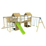Aire de jeux - tp toys - cam�l�e - bois fsc� - double tours - toboggan tyrolienne