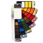 Aiz ensemble de peinture pigmentaire forme dventail aquarelle solide avec costume pliable de stylo plongeur ...