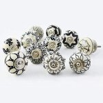 Ajuny ensemble de 10 boutons en cramique noir blanc poignes de meuble poignes de cuisine extracteur ...