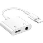Ajw - 2 en 1 adaptateur casque pour iphone [certifi apple mfi] lightning vers 35 mm jack adaptateur ...
