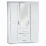 Alaska - armoire 3 portes 1 miroir bois massif vernis blanc Alaska - armoire 3 portes 1 miroir bois massif vernis blanc