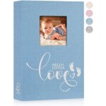 Album photo b�b� - sightmark - 300 pochettes - 10x15 cm - bleu - lin - 33x23x5 cm - motifs ours cheval ...