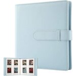 Album photo - fujifilm - 256 pochettes - cuir v�g�talien - bleu - compatible instax mini