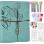 Album photo scrapbook diy kit en cuir album photo pages vierges 80 pages pour lui elle feuille bleu clair ...