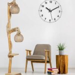 Alex - lampadaire en bois et cordes avec rebord Alex - lampadaire en bois et cordes avec rebord