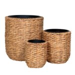 Alizee - lot de 3 cache - pots en jacinthe deau naturelle doubl�s de pots en plastiques