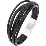 Bracelet homme all blacks 682086 multifilaires cuir noirs 21. 5cm