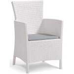 Fauteuil de salle � manger - allibert by keter - iowa - blanc - aspect rotin - �l�gant et confortable ...