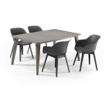 Allibert jardin table lima 160x100cm - capuccinno + 2 lots de 2 fauteuils akola graphite - rsine