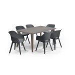Allibert jardin table lima 160x100cm - capuccinno + 3 lots de 2 fauteuils akola graphite - rsine