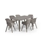 Allibert jardin table lima 160x100cm - capuccinno + 3 lots de 2 fauteuils akola capuccinno - rsine