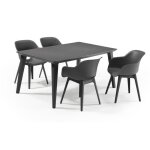 Allibert jardin table lima 160x100cm - graphite + 2 lots de 2 fauteuils akola graphite - rsine