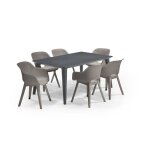 Allibert jardin table lima 160x100cm - graphite + 6 fauteuils akola capuccinno - rsine