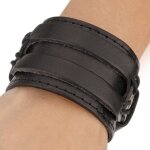 Alloy cuir v�ritable homme bracelet manchette noir punk rock