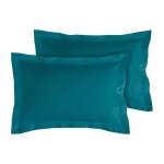 Alpes blanc - lot de 2 taies doreillers percale de coton 80 fils / cm� 50x70 cm bleu canard