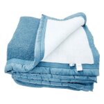 Alpes blanc - couverture 100% pure laine 220x240 cm bleu et �cru ? chaude et douce - id�ale pour lhiver ...