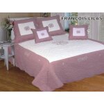 Alpes blanc - couvre lit franois lilas - 180x240cm - 1 place