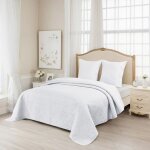 Alpes blanc - couvre lit uni blanc 250x260 cm enveloppe percale de coton - boutis matelass grande dimension ...